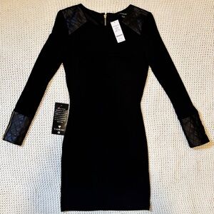 BEBE Quilted Faux Leather Long Sleeve Bodycon Dress – NWT